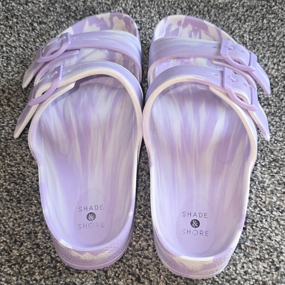 Shade And Shore Sandals Womens 8 Neida Casual Two Strap Buckle Slide Purple EVA - Picture 3 of 5
